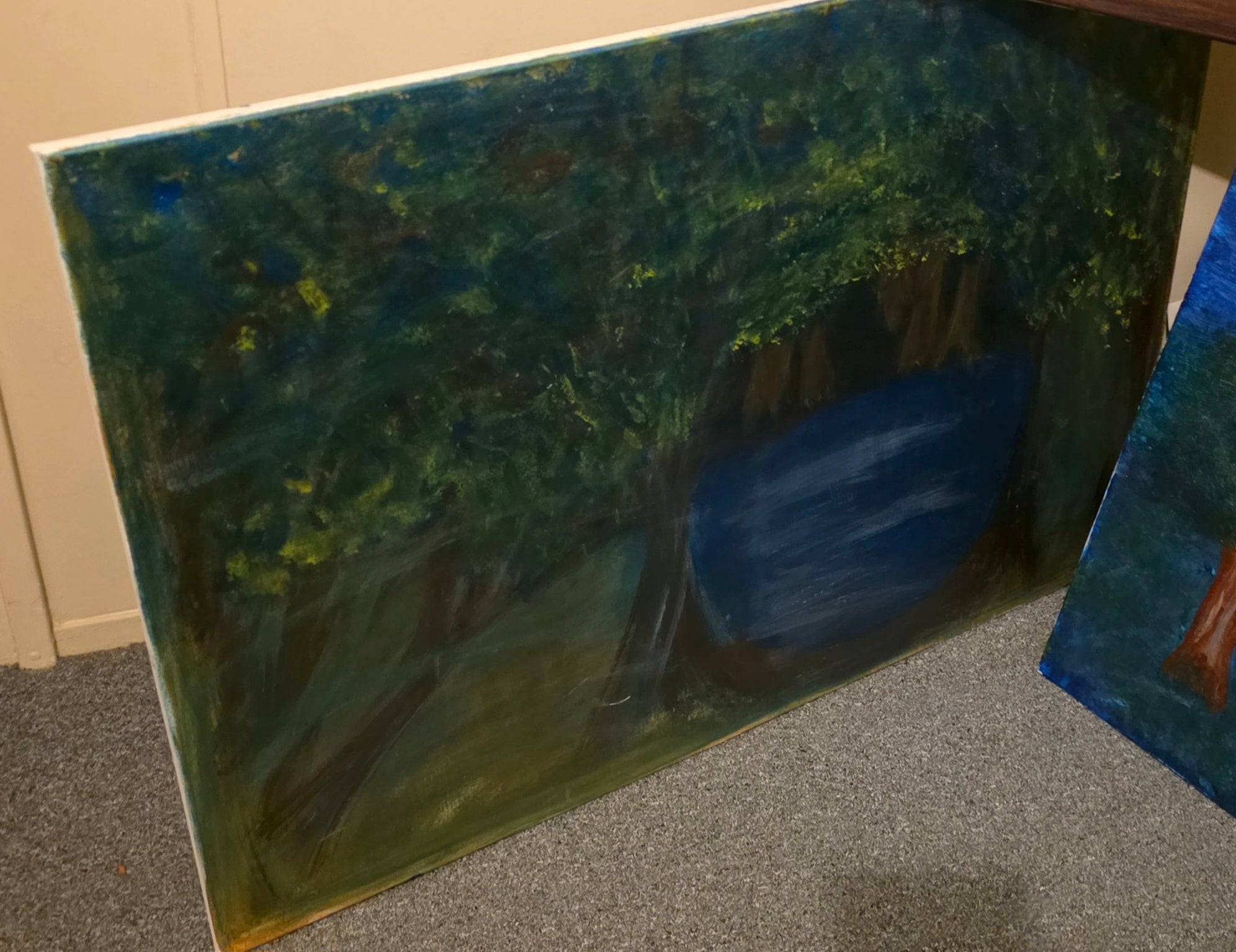 2 x canvas original paintings by nikkycole08 titles secret forest and nights sky